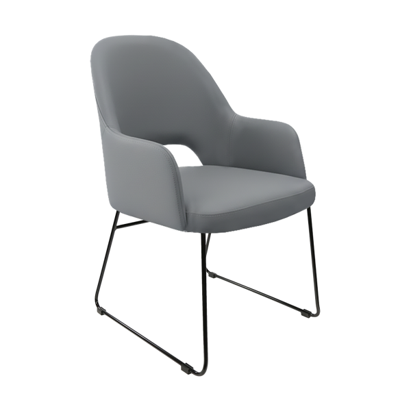 Bourbon Armchair - Charcoal Fabric with Sled Base
