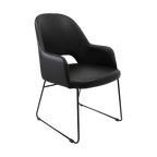 Bourbon Armchair - Charcoal Fabric with Sled Base