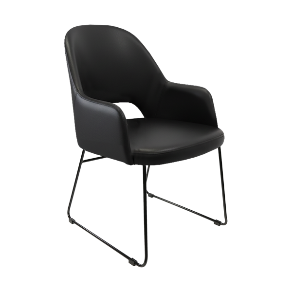 Bourbon Armchair - Charcoal Fabric with Sled Base