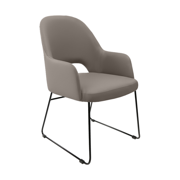 Bourbon Armchair - Charcoal Fabric with Sled Base