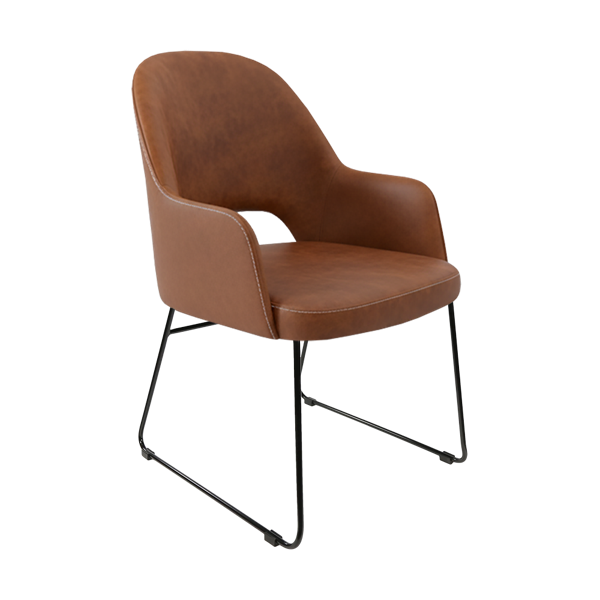 Bourbon Armchair - Charcoal Fabric with Sled Base