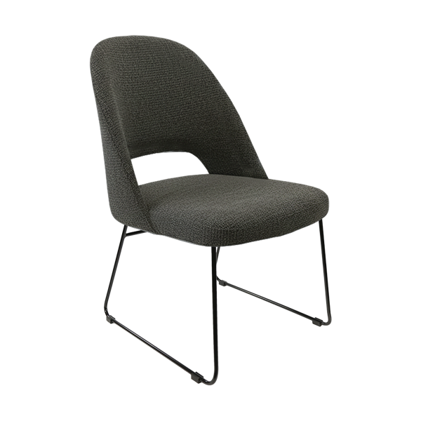 Crescent Chair - Charcoal Fabric with Sled Base