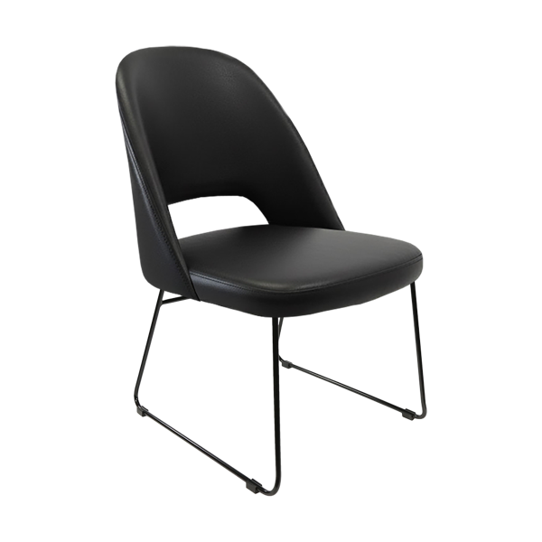 Crescent Chair - Charcoal Fabric with Sled Base