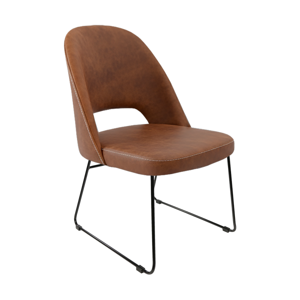 Crescent Chair - Charcoal Fabric with Sled Base