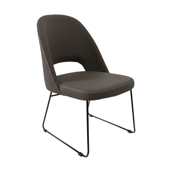 Crescent Chair - Charcoal Fabric with Sled Base