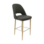 Crescent 750mm Barstool - Taupe with Black Round Legs