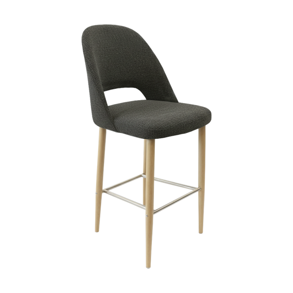 Crescent 750mm Barstool - Taupe with Black Round Legs