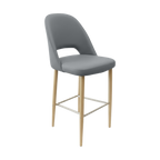 Crescent 750mm Barstool - Taupe with Black Round Legs