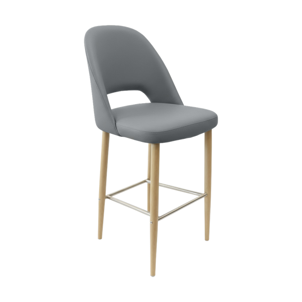 Crescent 750mm Barstool - Taupe with Black Round Legs