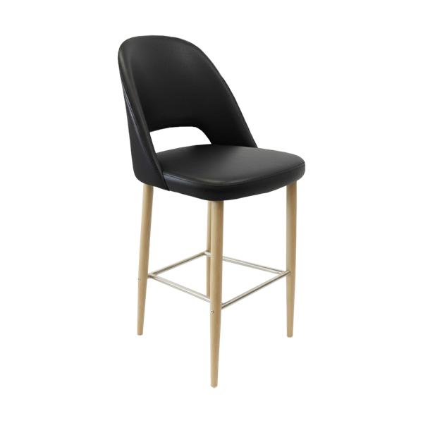 Crescent 750mm Barstool - Taupe with Black Round Legs