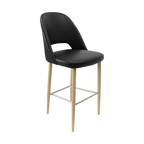 Crescent 750mm Barstool - Taupe with Black Round Legs