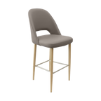 Crescent 750mm Barstool - Taupe with Black Round Legs