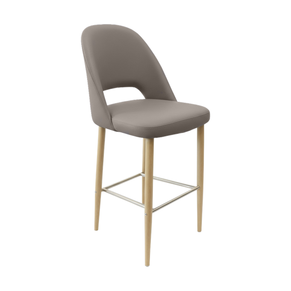 Crescent 750mm Barstool - Taupe with Black Round Legs