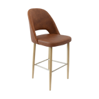 Crescent 750mm Barstool - Taupe with Black Round Legs