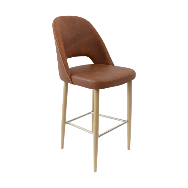 Crescent 750mm Barstool - Taupe with Black Round Legs