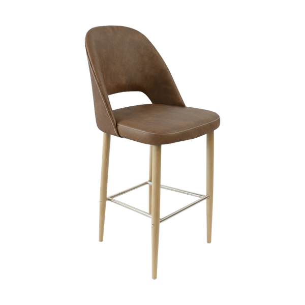 Crescent 750mm Barstool - Taupe with Black Round Legs