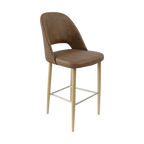 Crescent 750mm Barstool - Taupe with Black Round Legs