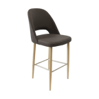 Crescent 750mm Barstool - Taupe with Black Round Legs