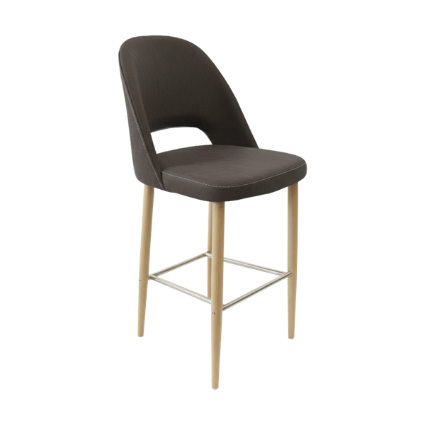 Crescent 750mm Barstool - Taupe with Black Round Legs