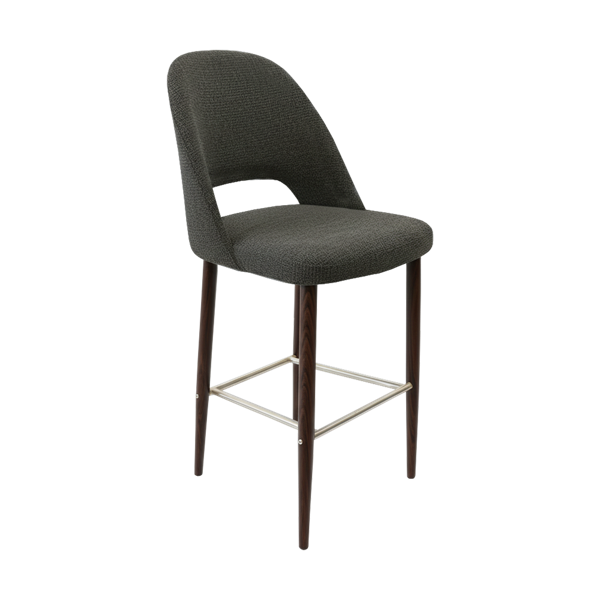 Crescent 750mm Barstool - Taupe with Black Round Legs