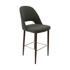Crescent 750mm Barstool - Taupe with Black Round Legs