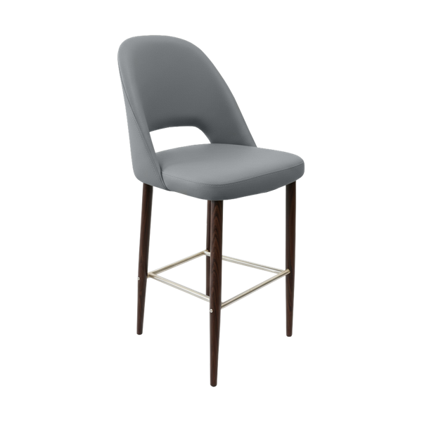 Crescent 750mm Barstool - Taupe with Black Round Legs