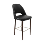 Crescent 750mm Barstool - Taupe with Black Round Legs