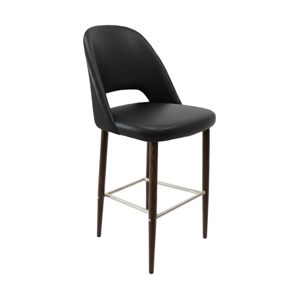 Crescent 750mm Barstool - Taupe with Black Round Legs