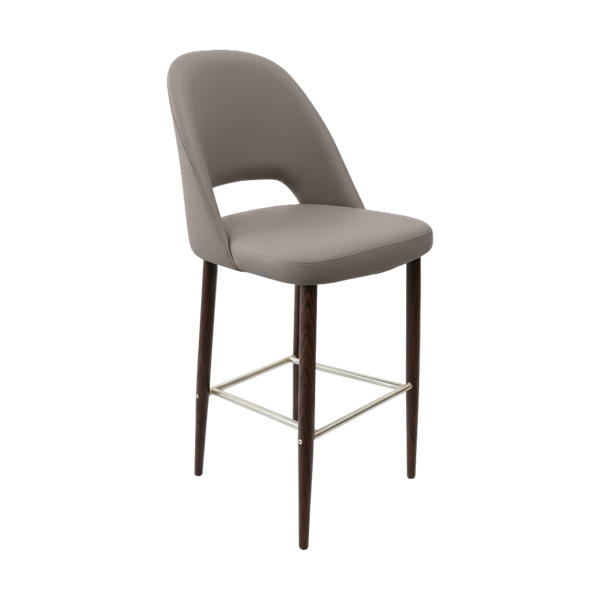 Crescent 750mm Barstool - Taupe with Black Round Legs