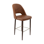 Crescent 750mm Barstool - Taupe with Black Round Legs