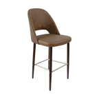 Crescent 750mm Barstool - Taupe with Black Round Legs