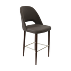 Crescent 750mm Barstool - Taupe with Black Round Legs