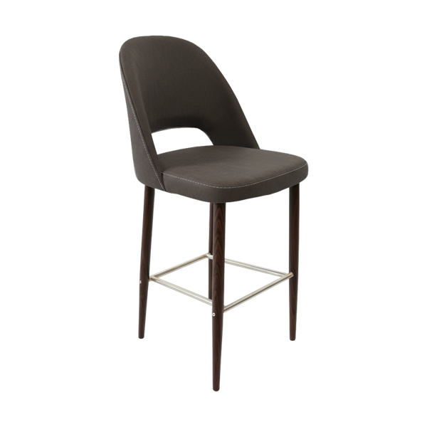 Crescent 750mm Barstool - Taupe with Black Round Legs