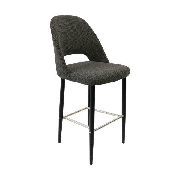 Crescent 750mm Barstool - Taupe with Black Round Legs