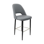 Crescent 750mm Barstool - Taupe with Black Round Legs