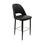 Crescent 750mm Barstool - Taupe with Black Round Legs