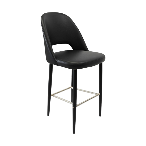 Crescent 750mm Barstool - Taupe with Black Round Legs