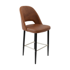 Crescent 750mm Barstool - Taupe with Black Round Legs