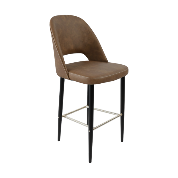 Crescent 750mm Barstool - Taupe with Black Round Legs