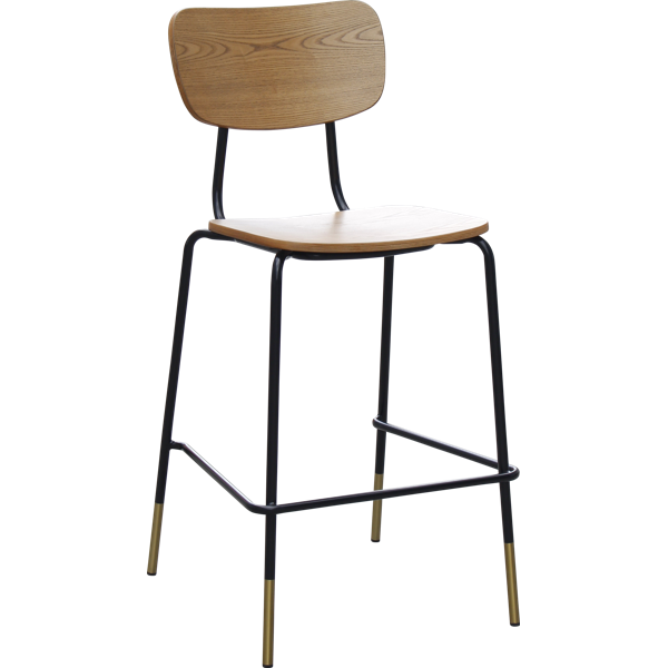 Tiramisu Barstool - Brass Frame / Oak Ply