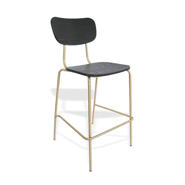 Tiramisu Barstool - Brass Frame / Oak Ply