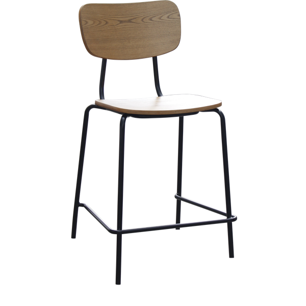Tiramisu 650mm Barstool - Black Frame with Black Vinyl Seat & Back Rest