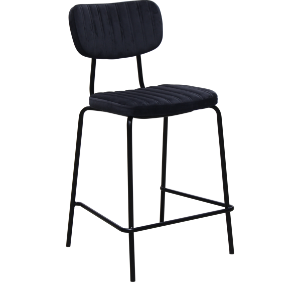 Tiramisu 650mm Barstool - Black Frame with Black Vinyl Seat & Back Rest
