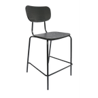 Tiramisu 650mm Barstool - Black Frame with Black Vinyl Seat & Back Rest