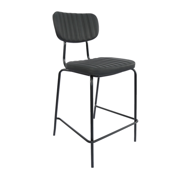 Tiramisu 650mm Barstool - Black Frame with Black Vinyl Seat & Back Rest