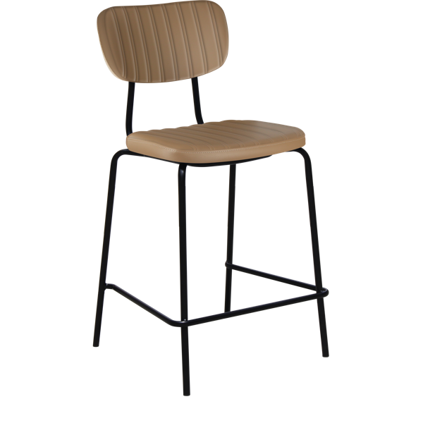 Tiramisu 650mm Barstool - Black Frame with Black Vinyl Seat & Back Rest