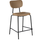 Tiramisu 650mm Barstool - Black Frame with Black Vinyl Seat & Back Rest