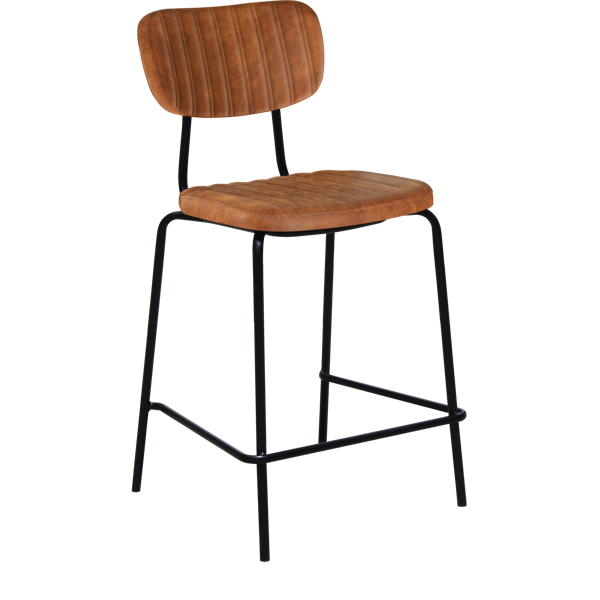 Tiramisu 650mm Barstool - Black Frame with Black Vinyl Seat & Back Rest