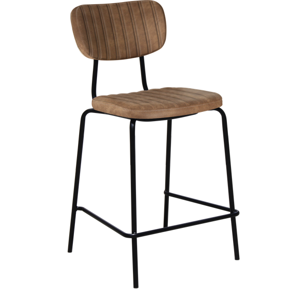 Tiramisu 650mm Barstool - Black Frame with Black Vinyl Seat & Back Rest