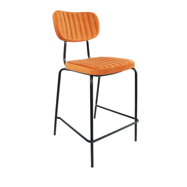 Tiramisu 650mm Barstool - Black Frame with Black Vinyl Seat & Back Rest
